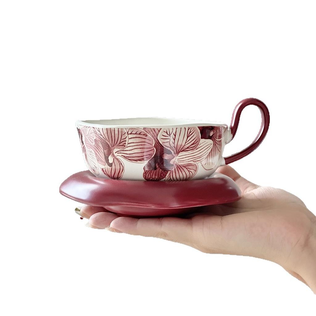 Hanging Ear Coffee Cup Saucer Mochu Orchid Medieval Ink Wind Cup Light Luxury High Sense Home Office Cup