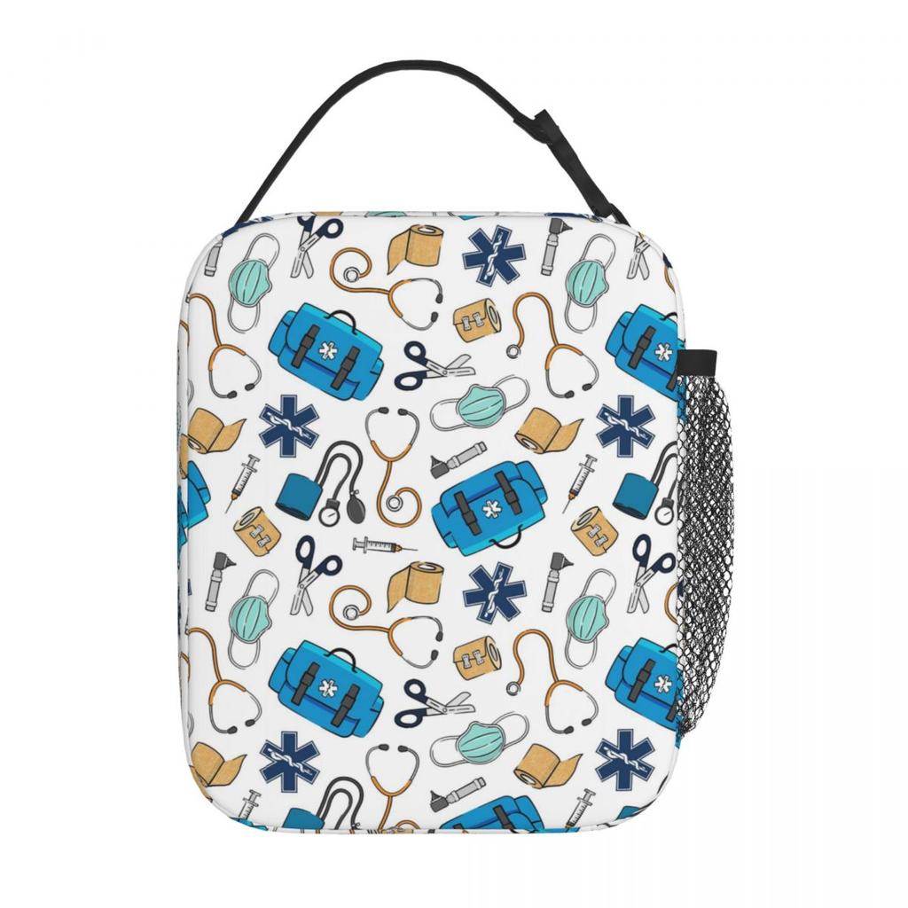 Medical Equipment Pattern Insulated Lunch Bag for Kids School Cooler Thermal Food Box Tote Portable Lunch Boxes Container
