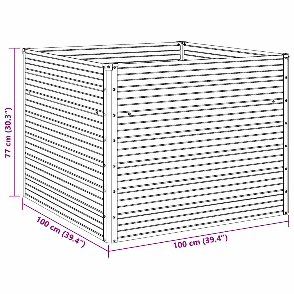 Raised Garden Bed 100 X 100 X 77 Cm Galvanized Steel Green