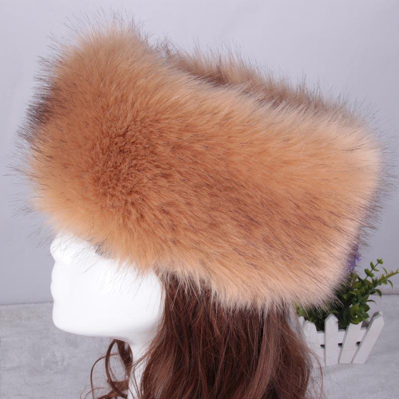 

Женская новая русская пушистая шапка из искусственного лисьего меха, повязка на голову, зимняя теплая шапка из енота Beige