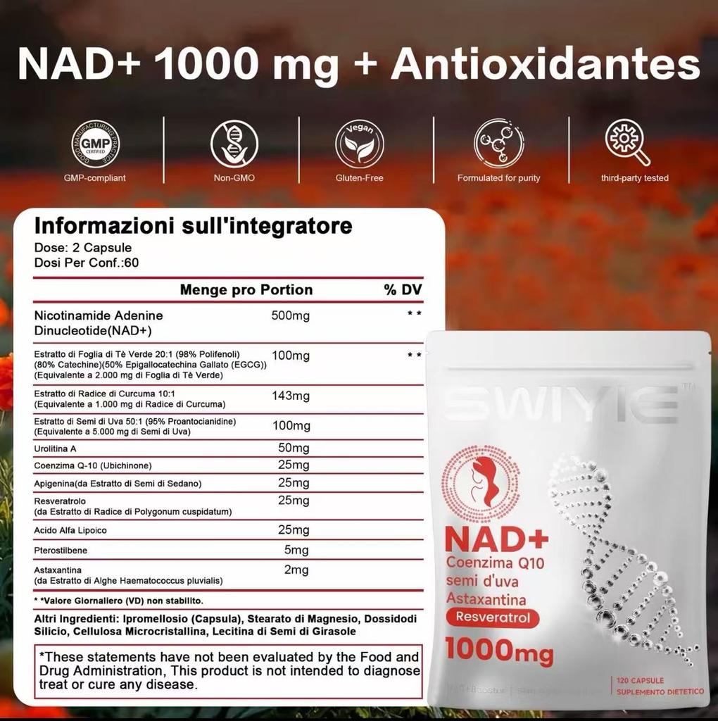 Supliment alimentar Swiyie-Nad cu aromă de fructe de pădure - Ribozidă de Nicotinamidă Lipozomală