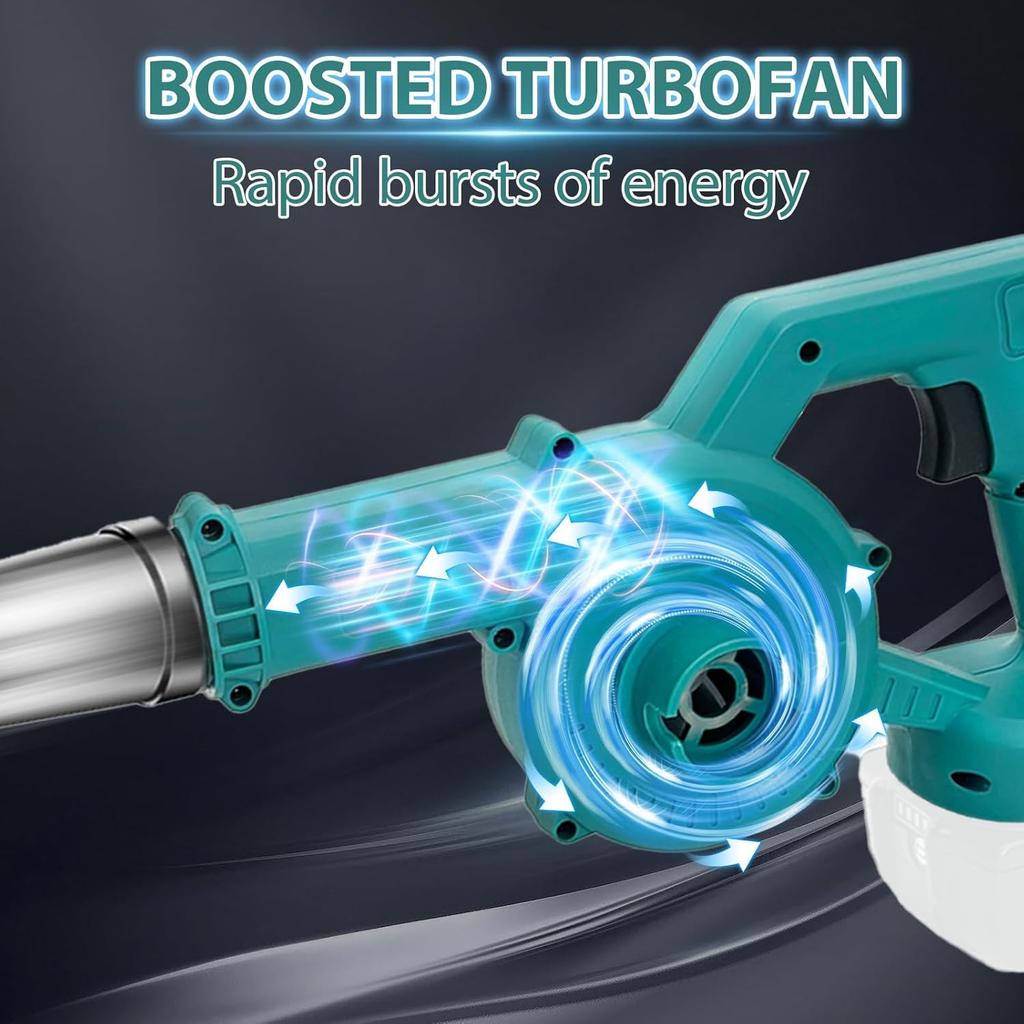 Cordless Leaf Blower with 2 x 3.0 Ah Batteries and Charger, 200 km/h Electric Leaf Blower for Makita, Electric Air Blower Battery Leaf Blower