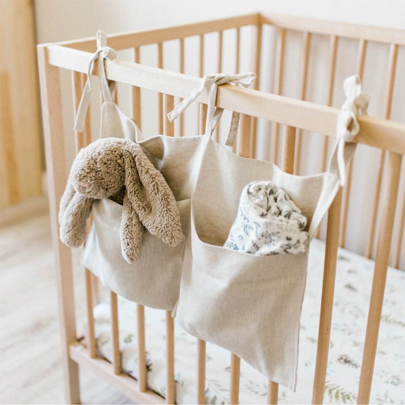 Baby Bed Organizer Hanging Storage Bag With Soft Fabric Material For Infant And Toddler Use