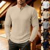 Herren Langarm Henley Shirt, Zopfmuster Gerippt Gestrickt Knopfleiste Lässig Rundhals Tägliches Herbst Winter Oberteil
