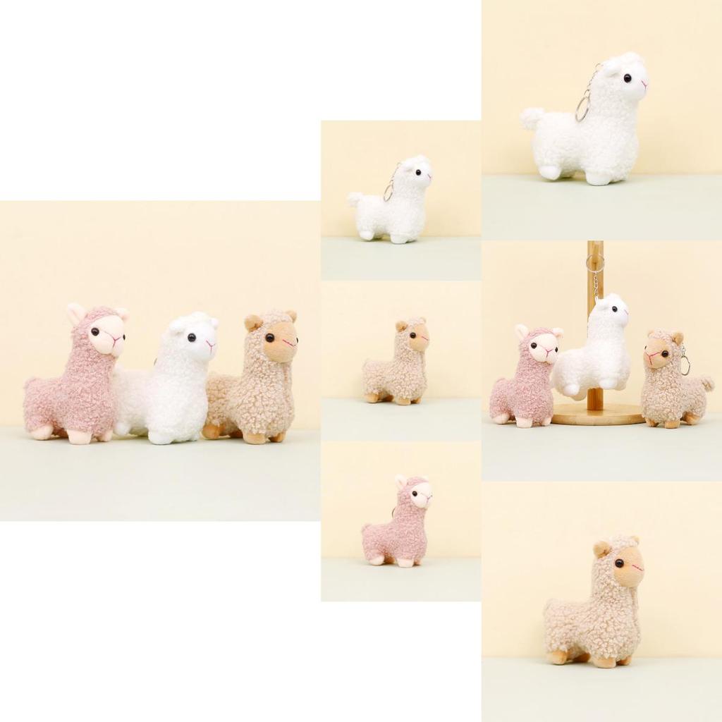 Sweet Cartoon Llama Keychain Soft Plush Toy With Pp Cotton Filling 12cm