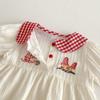 Baby Girls Summer Dress Plaid Bunny Embroidery Doll Collar Cute Toddler Dress