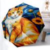 1PC Cat Art Print Automatic Open/close, All-Season Portable Folding Umbrella for Women & Men Yy250919172