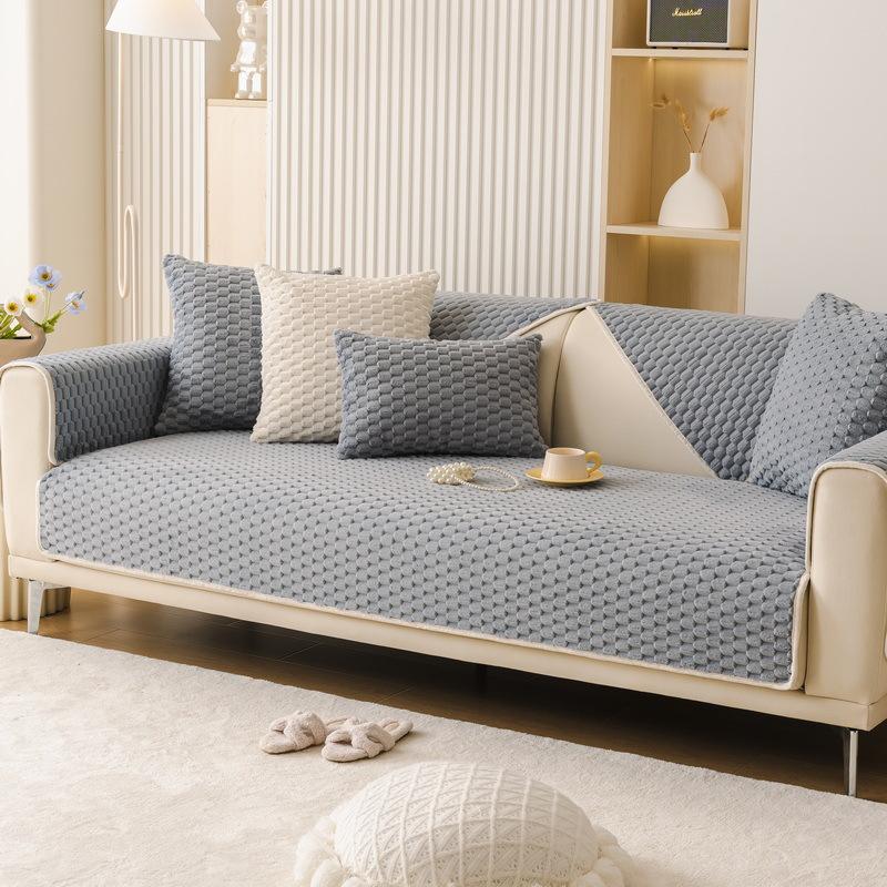 

Зимняя плюшевая подушка для дивана, утолщенная противоскользящая подушка, устойчивая к царапинам от кошек, однотонная, новая простая современная подушка для дивана 110*240cm