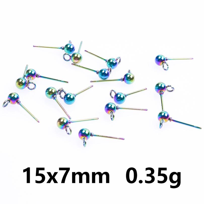 

10pcs/Lot Rainbow Color Ear Studs Stainless Steel Accessories DIY Jewelry Making Supplies Handmade Earrings Material Components
