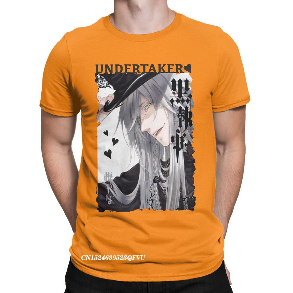 Undertaker Black Butler T-Shirts Herren Anime Lustig Premium Baumwoll T-Shirt Rundhals Harajuku T-Shirt Ästhetische Camisas Tops