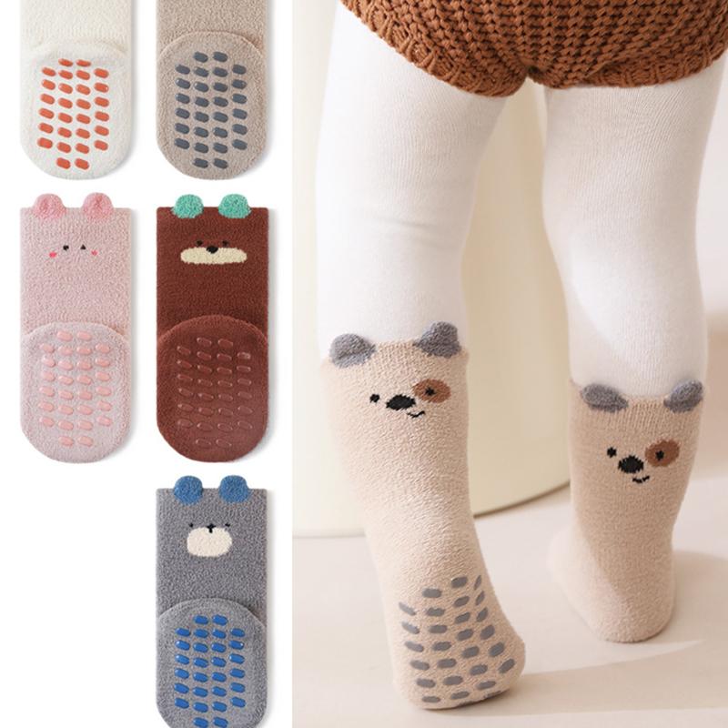 Baby Socks Non-Slip Indoor Floor Skid Proof Seamless Toe Cartoon Pattern Infant Socks for Newborn Warm Winter House Socks Soft Comfortable