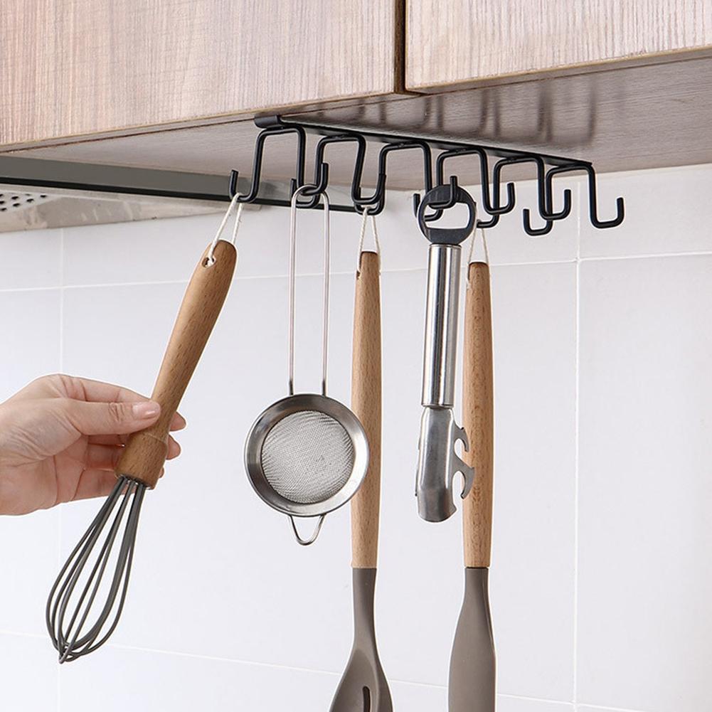 White Storage Hook Frame 25.5*8*7cm Iron Kitchenware Rack