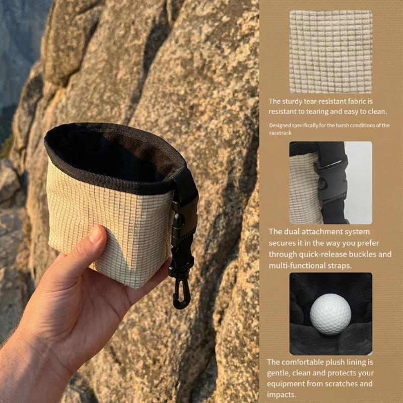 Golf Club Cleaning Pouches With Waterproof Liner Detachable Clip Machine Washable Golf Ball Cleaner Bag For Daily Use