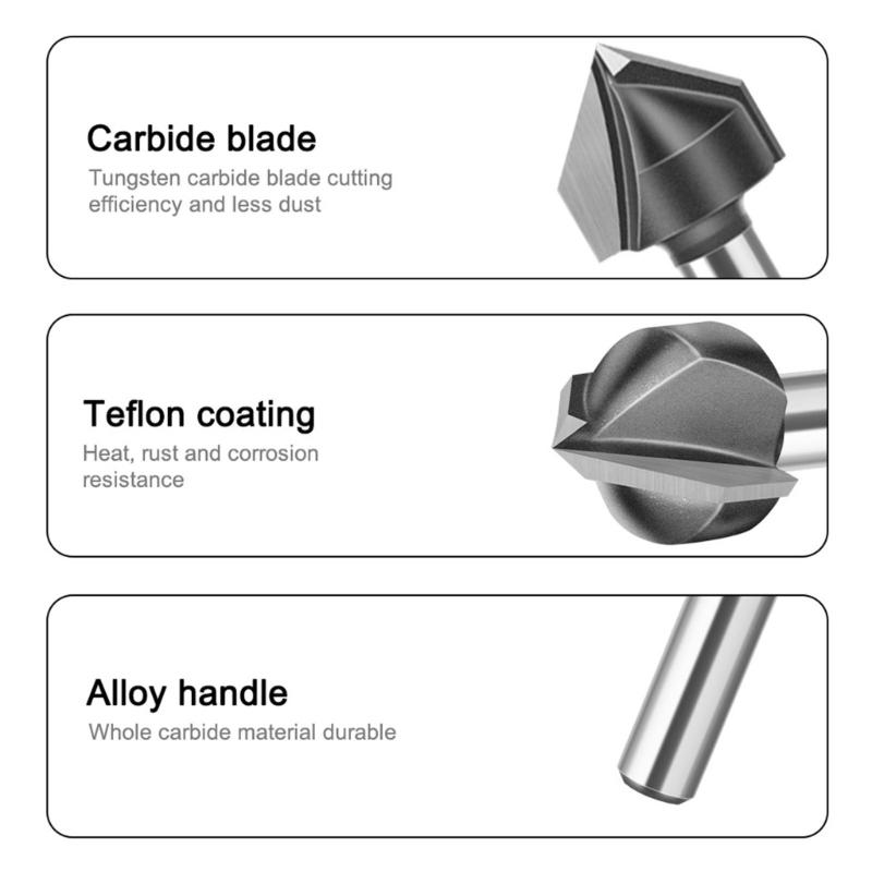 90 Degree V Trench Routers Bit Tungstens Carbides Woodworking Tool For Precise Edging And Grooving