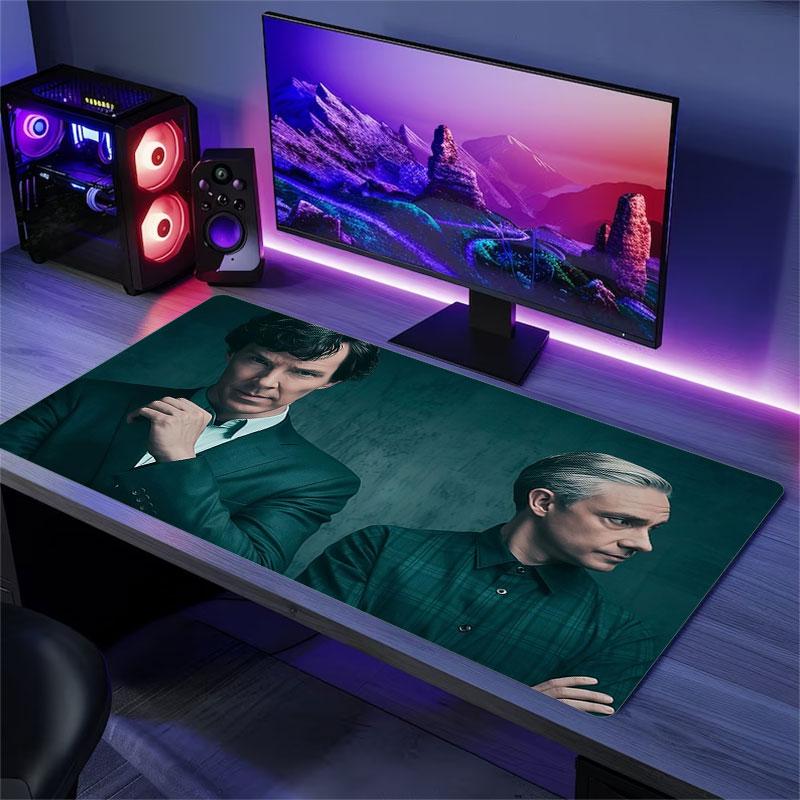 Watson&Sherlock Mouse Pad, Large Gaming Desk Mat, Non-slip XXL Mousepad for Laptop & Tablet, Mini PC Playmat with Stitched Edges