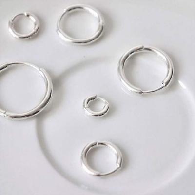 Silver 925 Round One-Touch Ring Earrings 6Size