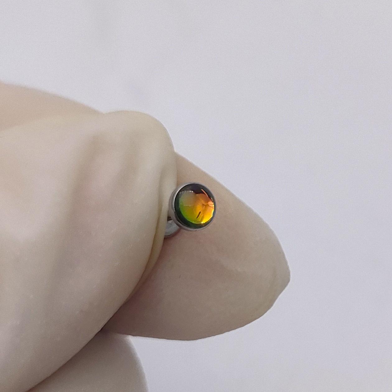 Iridescent Gradient Stainless Steel Lip & Ear Stud Body Jewelry Bar 1.2mm thick, 6mm long, 4mm head (Thread 1.0) коричневый