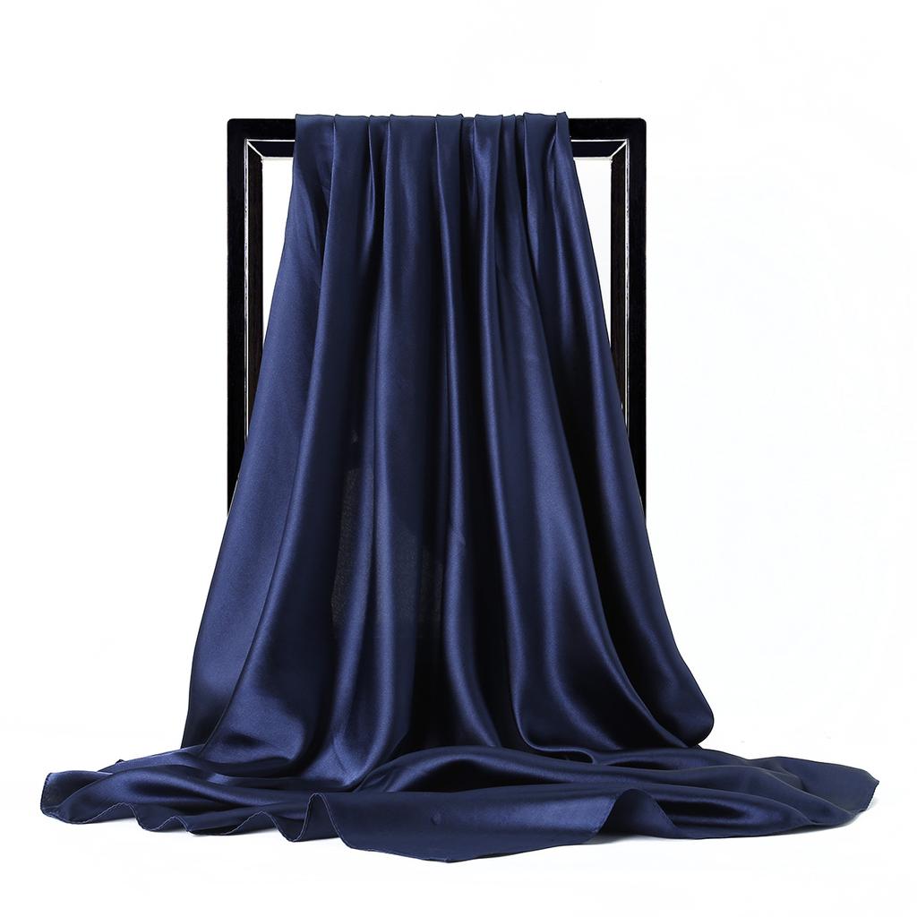 Luxury Brand Silk Scarf Women Satin Solid Color Hijab Scarves Muslim Pareo Bandana Female Shawl Wrap Headband Foulard 90*90cm