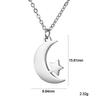 Stainless Steel Crescent Moon Star Pendant Necklace Ladies Birthday Party Jewelry Gift Cute Fashion Accessory
