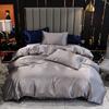 Satin Faux Silk Duvet Cover Set European and American Solid Skin-Friendly Quilt Cover Sleeping Naked Cozy Bedclothes No Sheets