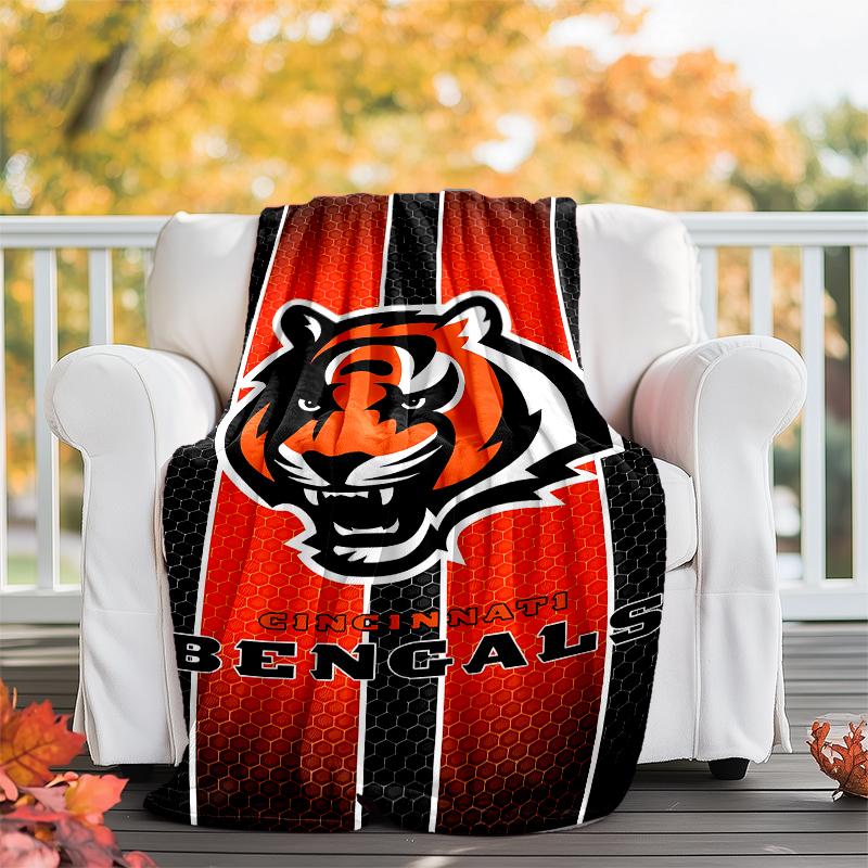 Cincinnati Bengals LOGO printed throw blanket—soft,warm;versatile blanket for all seasons—perfect as &air-conditioning throw,nap blanket
