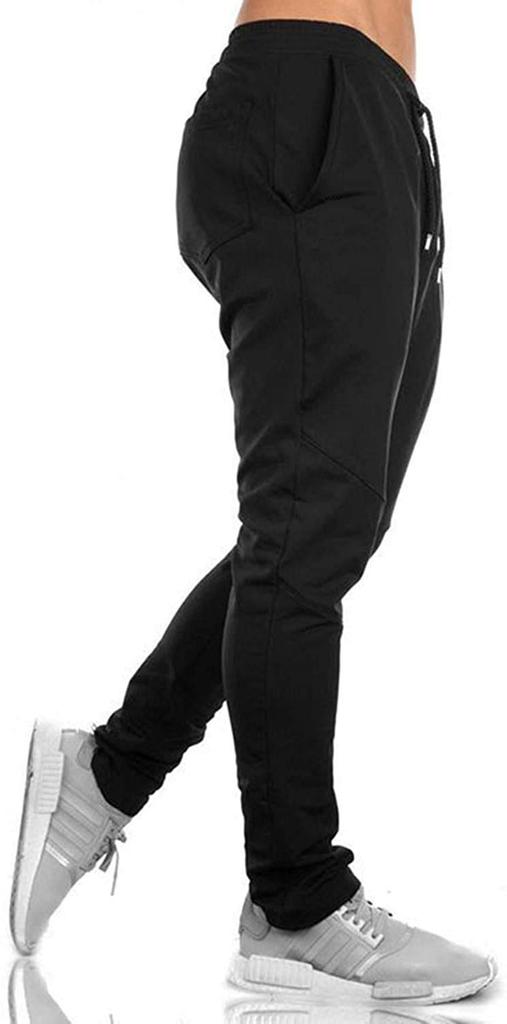 SHANLIANG Men's Gym Jogger Pants, Slim Fit Sweatpants for Strength Training, Breathable and Stretchable (Size L, 02-Black)