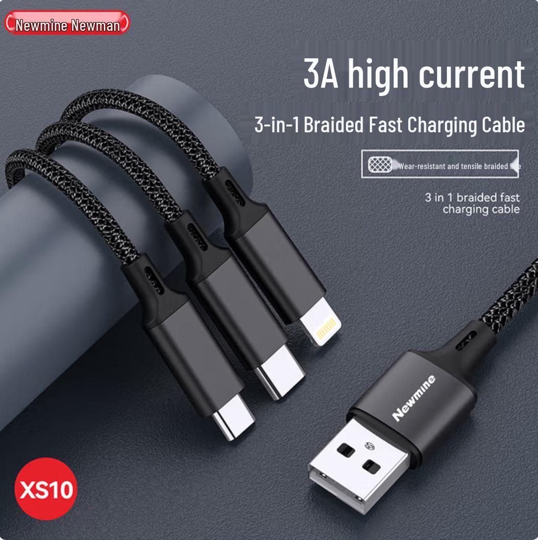 

Newmine XS10 Type-C 3-in-1 Charger Cable for Car XS10 чорний