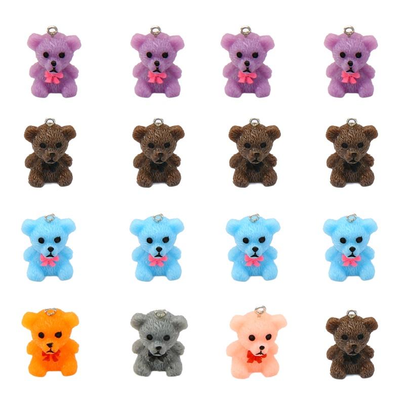 4 sztuk żywica Cartoon uciekają niedźwiedzie zawieszki Charms do tworzenia biżuterii naszyjniki ze zwierzętami kolczyki dokonywanie akcesoriów