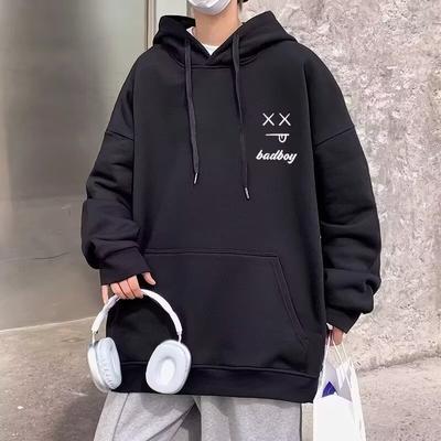 Men's Hooded Sweater Casual Loose Trendy Top Letter Printed All-Matching Coat