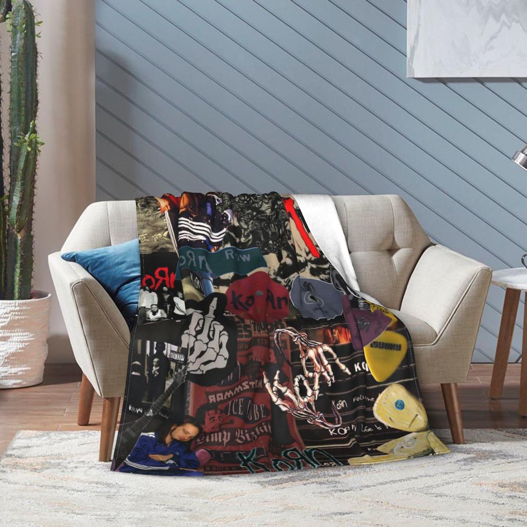 Korns Rock Band Music Flannel Throw Blanket Heavy Metal for Bedding Throws Knitted Blanket Outdoor Warm Multifunction