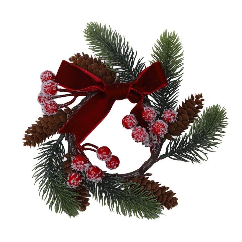 Bow/Flower Christmas Candle Ring Candlestick Wreaths Fireplace Mantel Decor