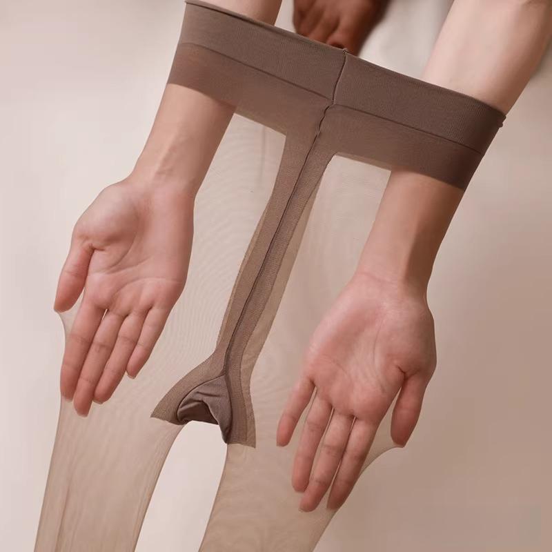 

Sexy Silky T Crotch Plus Elastic Pantyhose Ultra-Thin Invisible 3D Seamless Stockings High Waist High Skin-Penetrating One Size