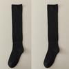 Female Spring and Autumn Pure Color Pure To Sweet Splicing Pleat Fold Wear Long Leg Socks