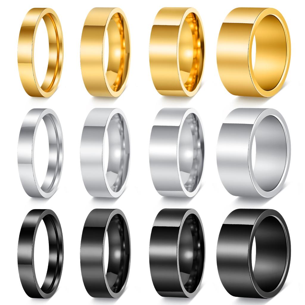 Minimalistischer Modeschmuck Edelstahl Partnerringe Poliertes Band 4mm 6mm 8mm Größen