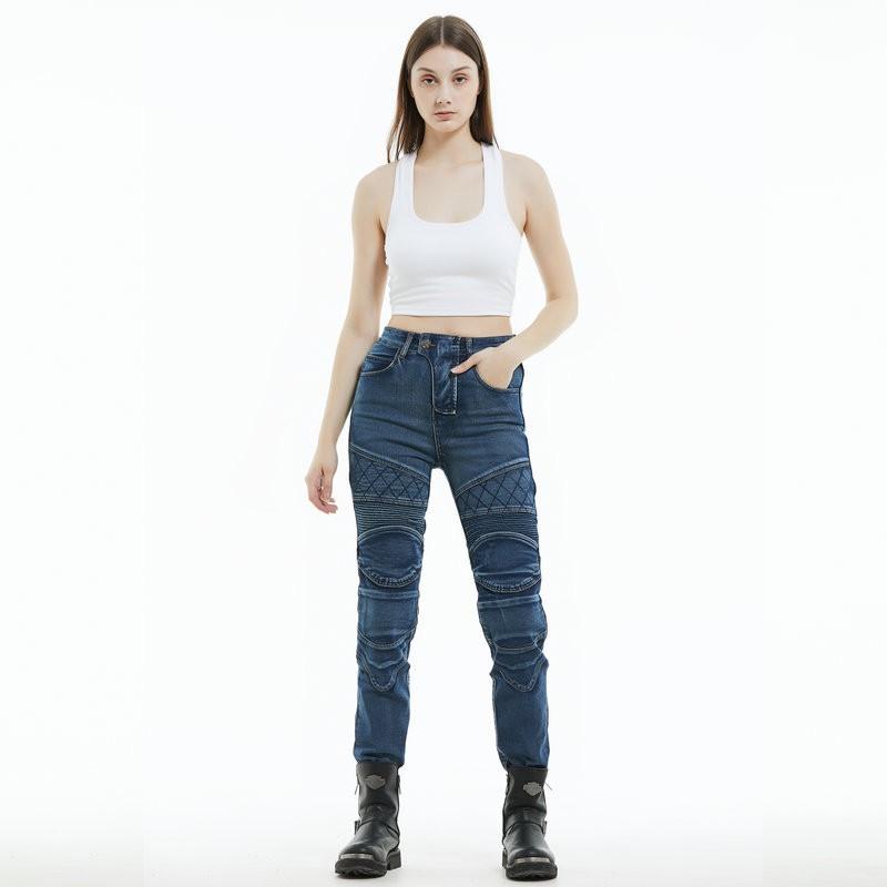 Womens Motorcycle Riding Jeans Kevlar Reinforced Biker Pants With Silicone Protective Gear