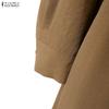 ZANZEA Women Casual Turn Down Collar Loose Long Sleeve Button Long Dress