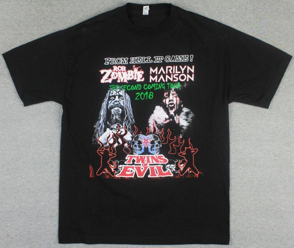 

Футболка унисекс Rob Zombie Marilyn Manson Twins Of Evil 2018 Second Coming Tour