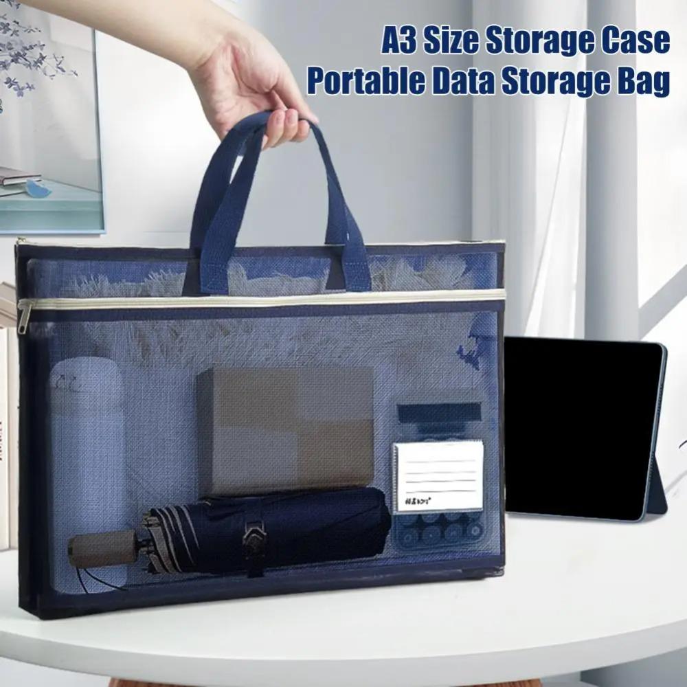 Zip Handbag 8k Sketch Drawing Album Large Capacity File Storage Bag A3 Mesh Art Bag Student