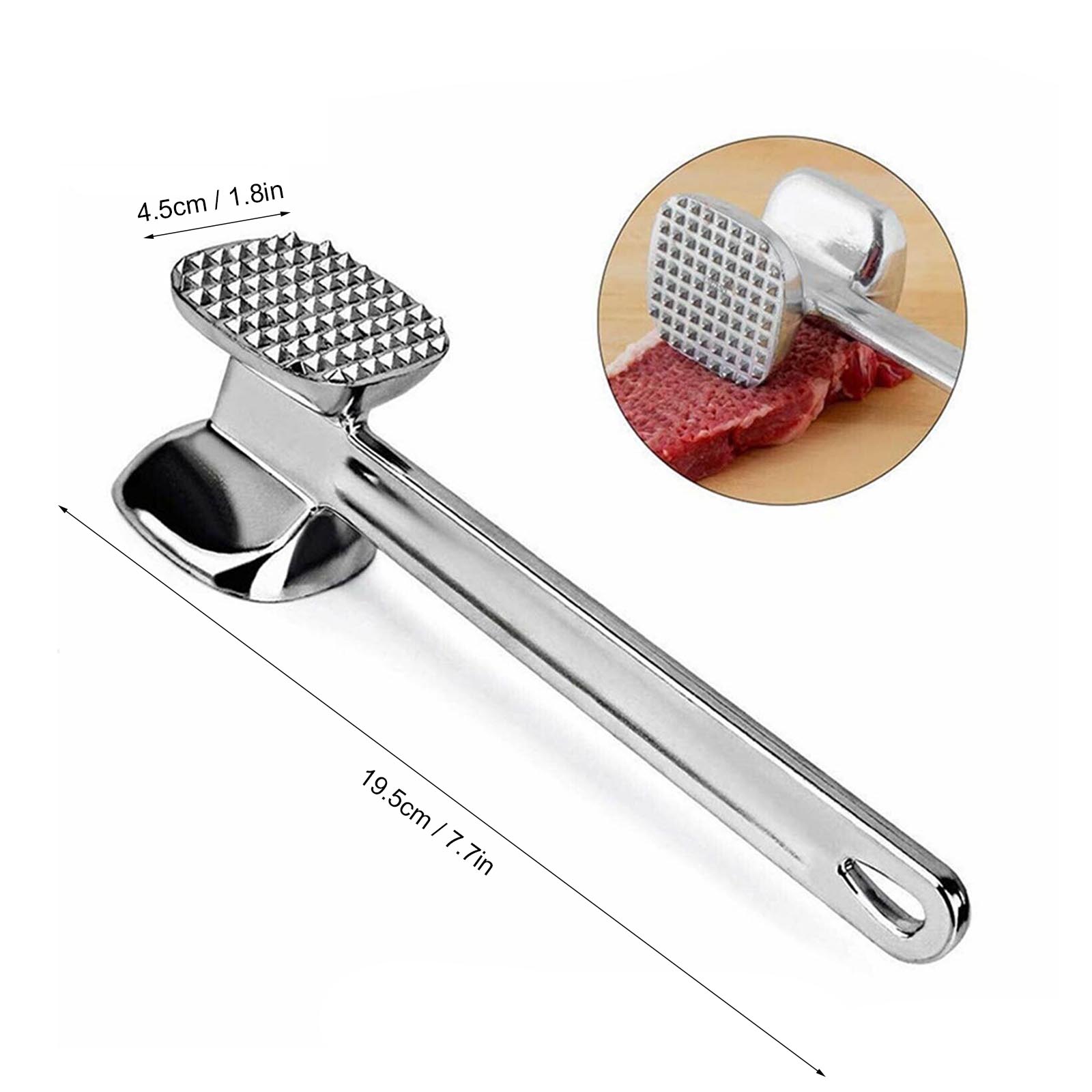 

Meat Tenderizer Hammer Tool Dual Sided Nails Meat Mallet Meat Hammer for Steak Chicken Fish Meat Pounder With Aluminum чёрный