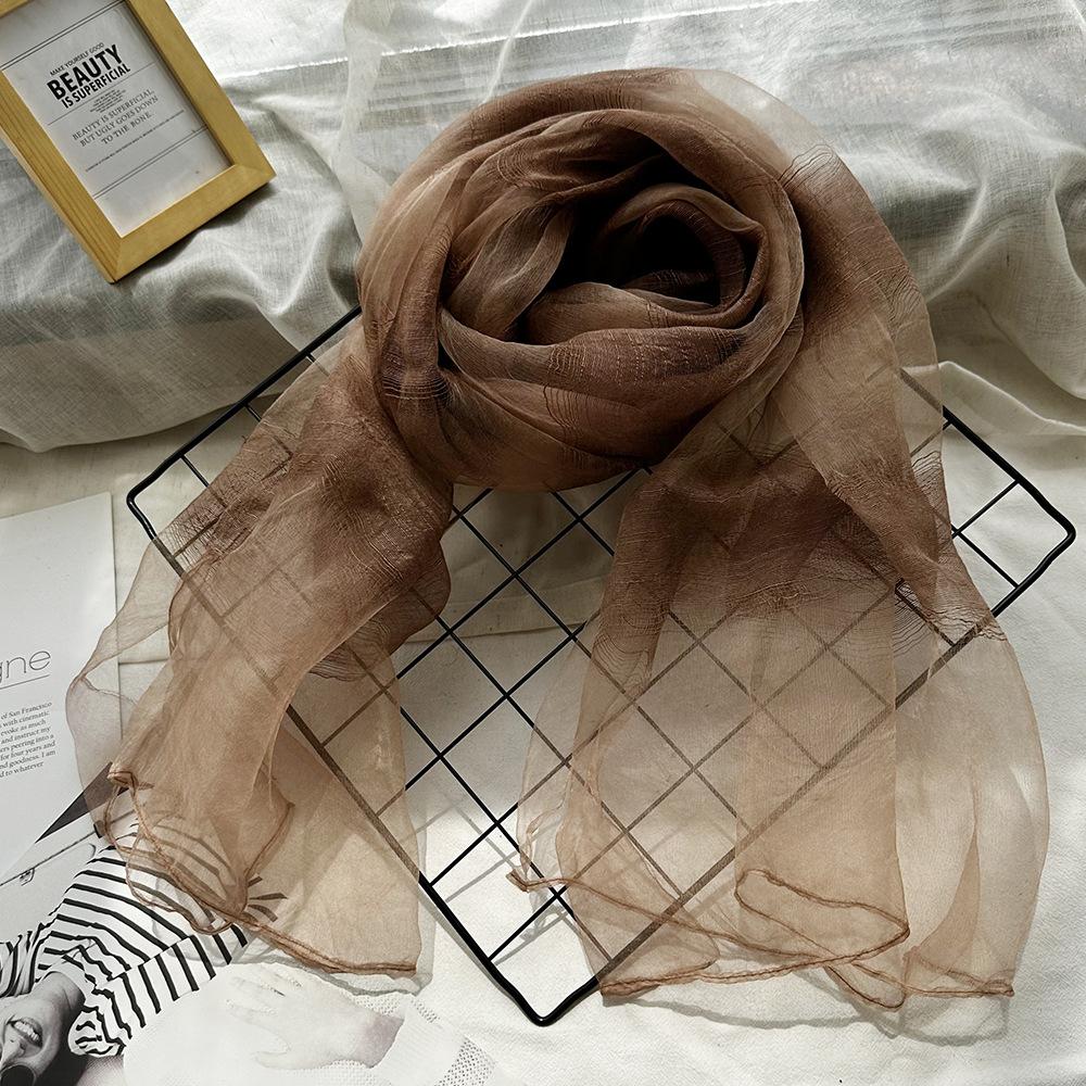 Thin Yarn Blue Women'S Hemp Mulberry Silk Scarf Women'S Autumn  Versatile Elegant Literary Silk And Hemp Shawl