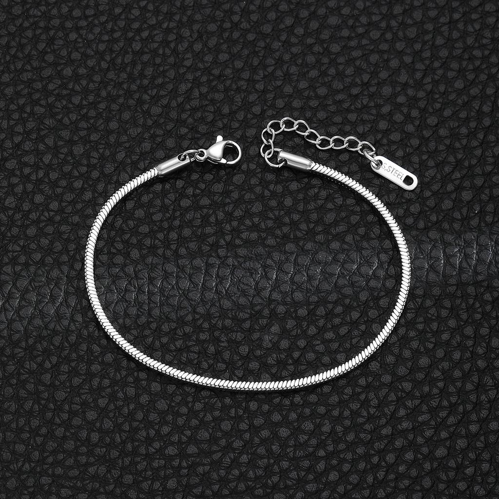 Silver Color Stainless Steel Square Snake Bone Chain Bracelet Titanium Steel Men Bracelet Retro Jewelry Trendy Accessories