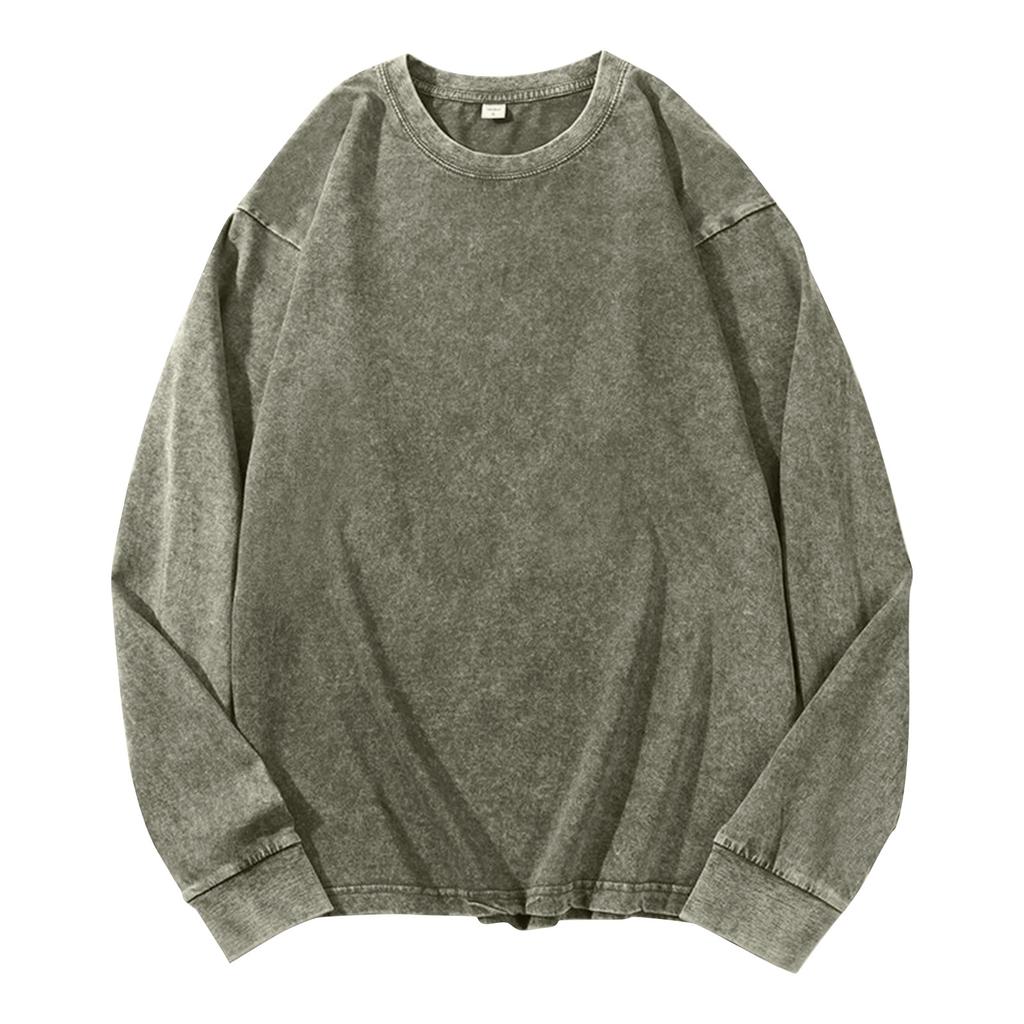 Men's Long Sleeve Drop Shoulder T-Shirt Color Neck for Casual Fall Wear
