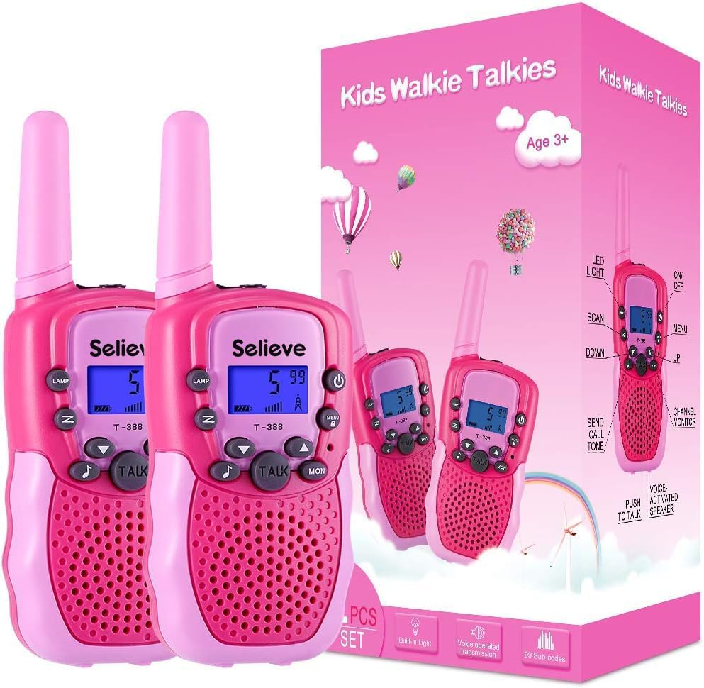 2PCS Selieve Toys for Kid,Walkie Talkies for Kids 22 Channels 2 Way Radio Toy with Backlit LCD Flashlight, 3 Miles Range for Outside, Camping, Hiking
