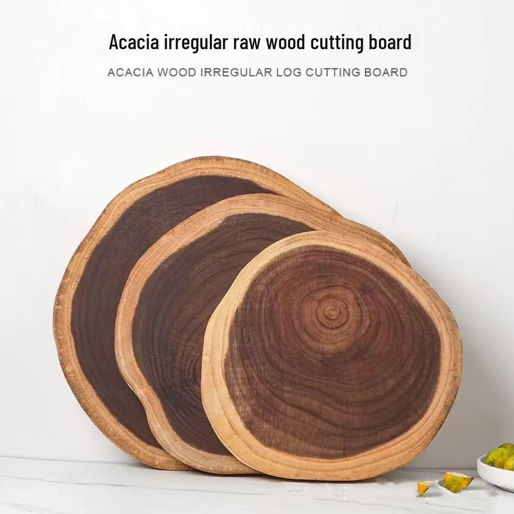 Solid Acacia Wood Cutting & Chopping Board: Natural Tea Tray and Decorative Photography Panel Extra Small (18-21cm) Free Label