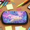 1pc Skull Popcorn Design Pencil Case - Double Layer Flip Cover with Multi-Compartment Storage Bag, Zipper Closure Suitable For, Office, Travel | Styli