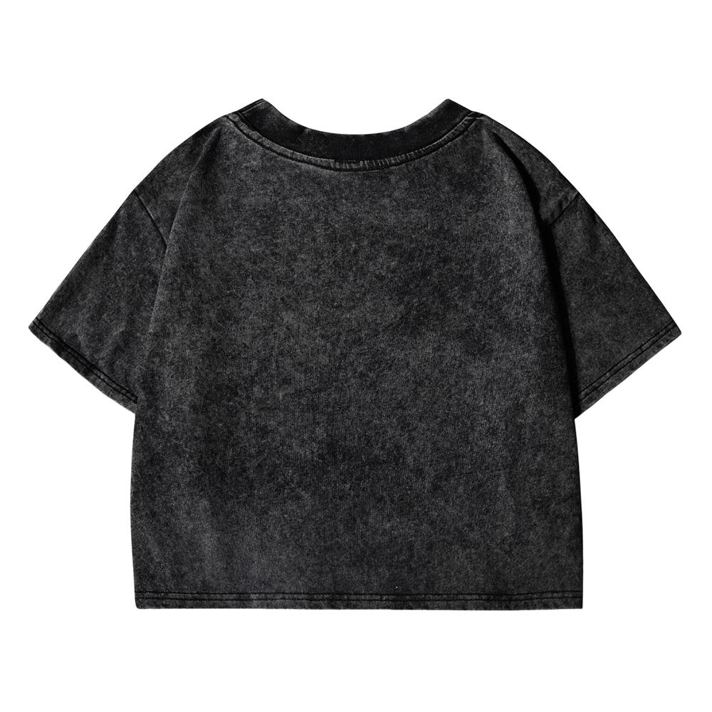 Wash Short Women T Shirt  Cool Summer Breathable Tshirt Street Tees Casual Vintage Distress Midriff-Baring Clothes