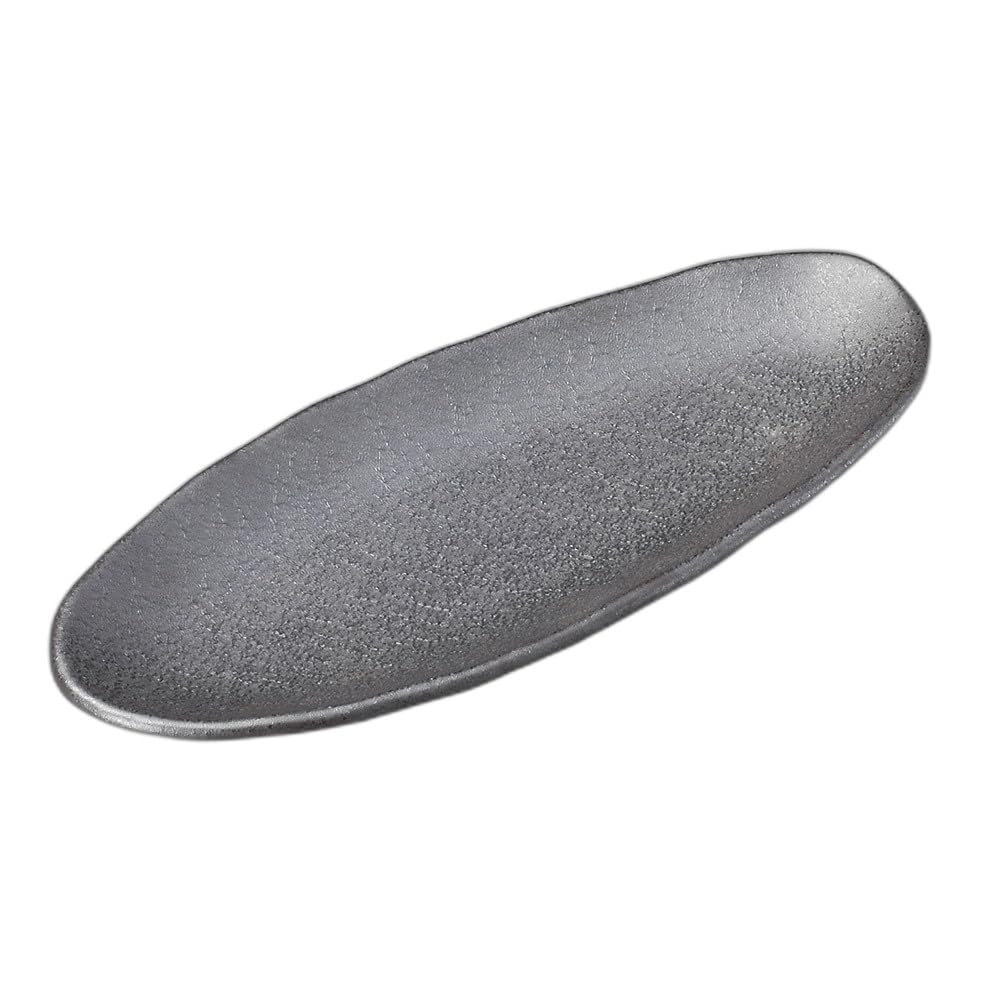 

Red and silver oval tatara plate x 11 x Long plate [26.5 2.5 cm]