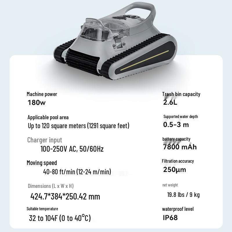 Wireless Automatic Underwater Vacuum Cleaner for Pools and Fish Ponds