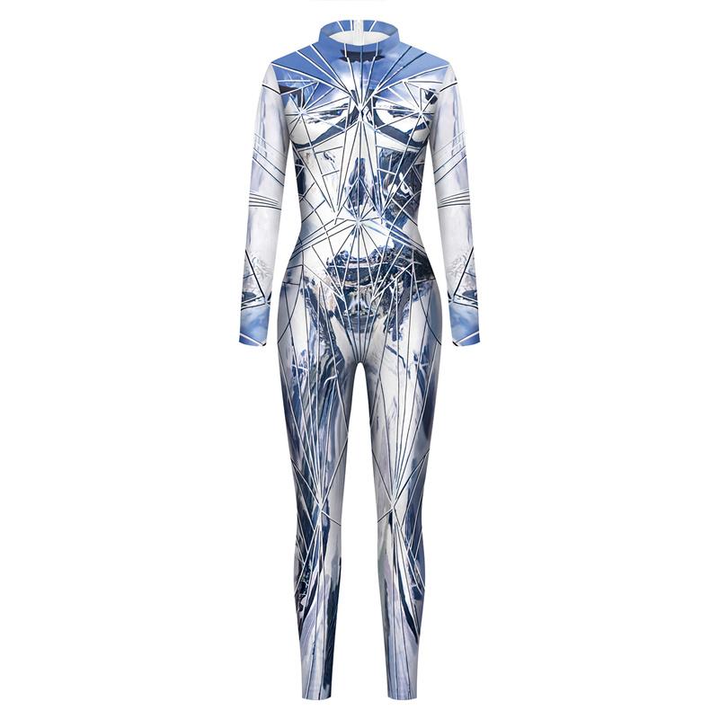 3D Print Men Zentai Suit Women Sexy Bodysuit Couple Reflect Pattern Catsuit Back Zipper Cosplay Costume Party Clothes