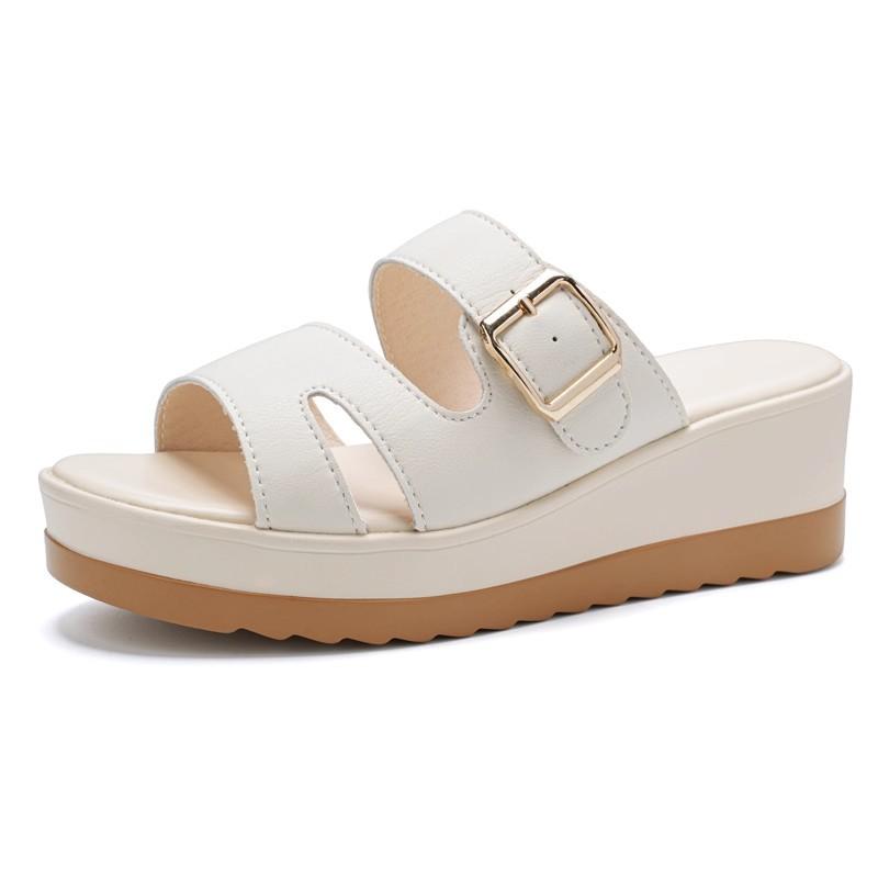 Thick-bottomed Cool Slippers Women's Summer New Women's Breathable Casual Versatile Soft Bottom Non-slip Beach Half Drag